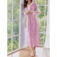 thumbnail image 2 of Avidlove Women's Long Sleeve Nightgown Floral Print Long Sleepshirts Henley Sleep Dress Full Length Sleepwear, 2 of 5