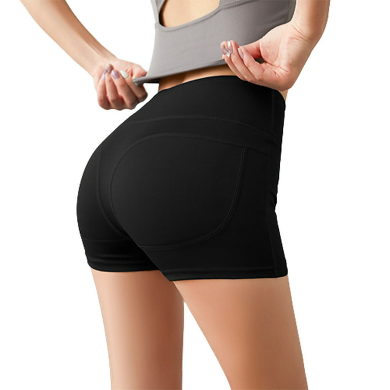 BMJL Women's Athletic Shorts High Waisted Running Shorts Pocket Sporty  Short Gym Elastic Workout Shorts