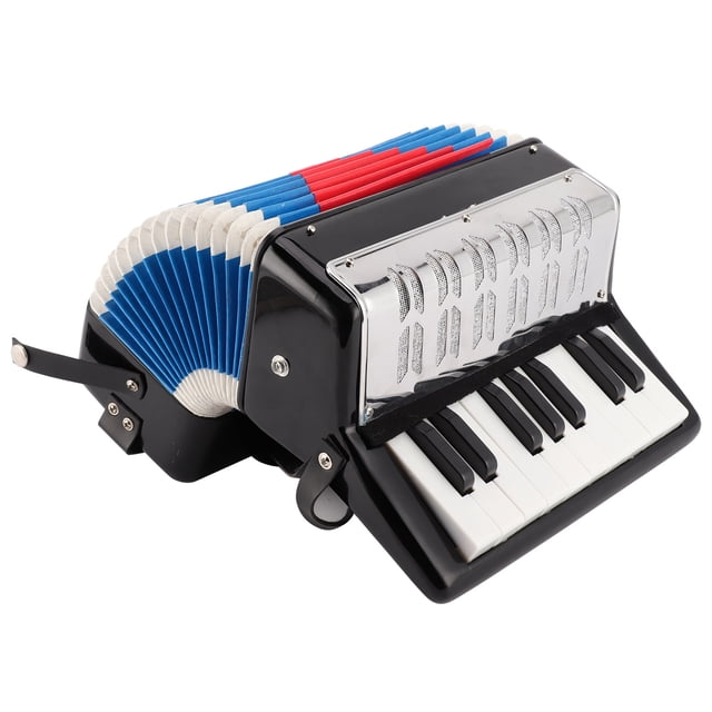 Fyydes 17 Clé Accordéon,Accordéon Piano Musical Clavier Jouet Rythme Formation Ressort Instrument 17 Touche 8 Basse Noir,Accordéon Piano