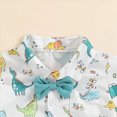 thumbnail image 5 of Kaprioy Boys Summer Outfits Short Sleeve Dinosaur Print Bow Tie Button Up Shirt Top Shorts 2Pcs Toddler Baby Boy Summer Clothes, 5 of 7