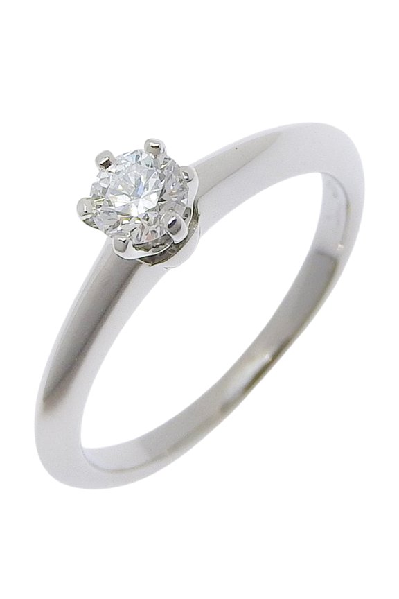 Pre-Owned Tiffany & Co. Solitaire Ring, Size 6.5, Platinum 950 with 0.19g Diamond, Approx. 3g,...