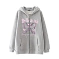 thumbnail image 4 of Estilo oscuro hip hop gótico Harajuku Y2K mariposa estampado de letras cremallera Sudadera con capucha Harajuku chaqueta sudadera, 4 of 5