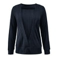 thumbnail image 5 of WNEGSTG Long Sleeve Shirts for Women Autumn/Winter Square Neck Jacquard Sweater Navy, 5 of 5