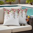 thumbnail image 5 of Valentine's Day Pillow Covers 2 Pack Romantic Watercolor Red Pink Roses Floral Leaf Love Heart Pillowcase Waterproof Outdoor Throw Pillow Cover for Patio Garden Square Cushion 16”x16”, 5 of 9