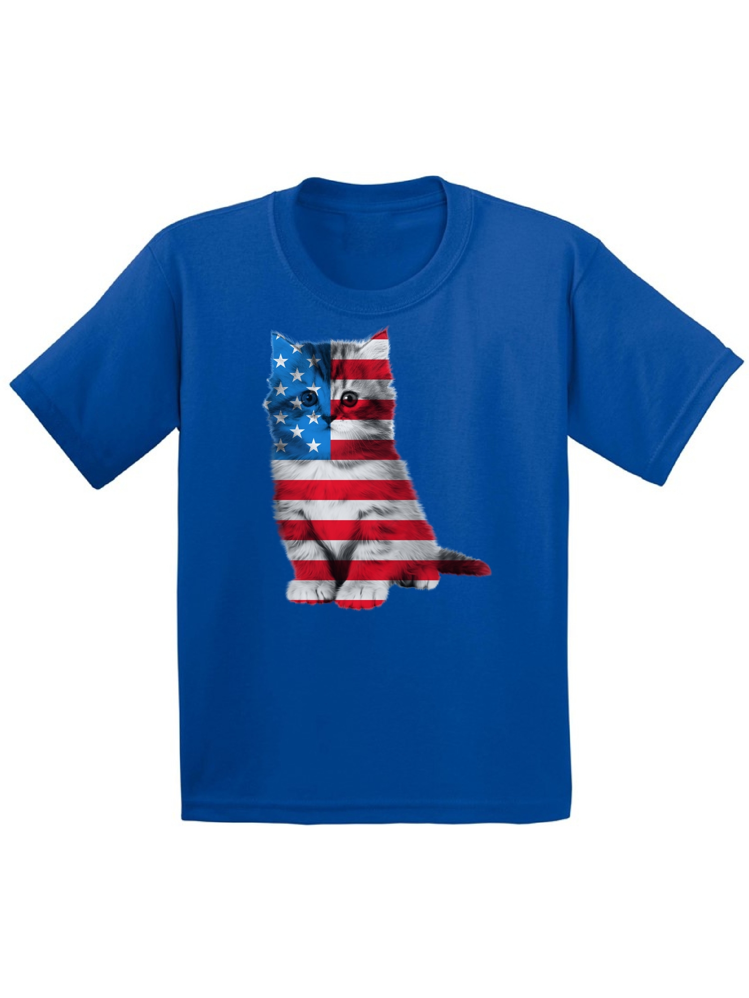 Awkward Styles American Flag Cute Cat Youth Shirt Made in the USA 4th of July Cat T shirt for Boys USA Pride 4th of July Cat T shirt for Girls Stripes and Stars Cute USA Cat Kids Tshirt Cat Lovers - image 1 of 4