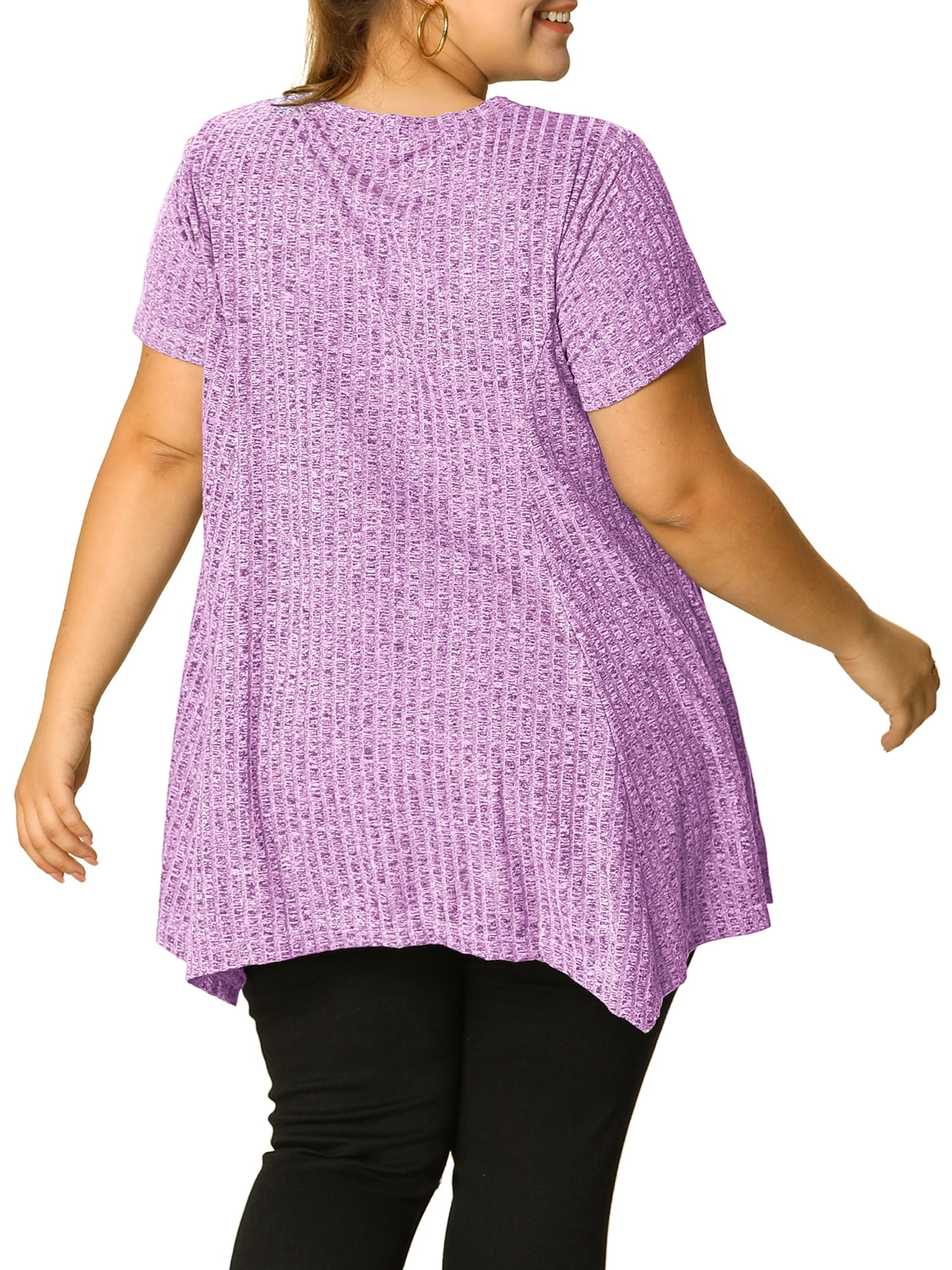 DARING DIVA Women's Plus Crew Neck Flowy Swing Loose Tunic Tops 3X Purple