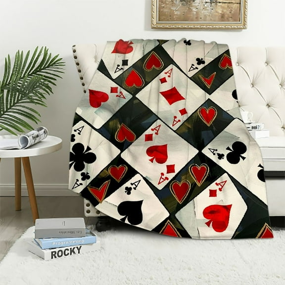 BCIIG Playing Cards Theme Warm Lightweight Blanket Soft Fleece Blankets for All Seasons 40x50in