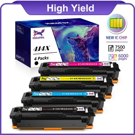 414A 414X Toner Cartridge (With Chip) for HP W2020X Color Laserjet Pro MFP M479fdw M454dw M454dn M479fdn Printer(Black Cyan Magenta Yellow, 4-Pack)