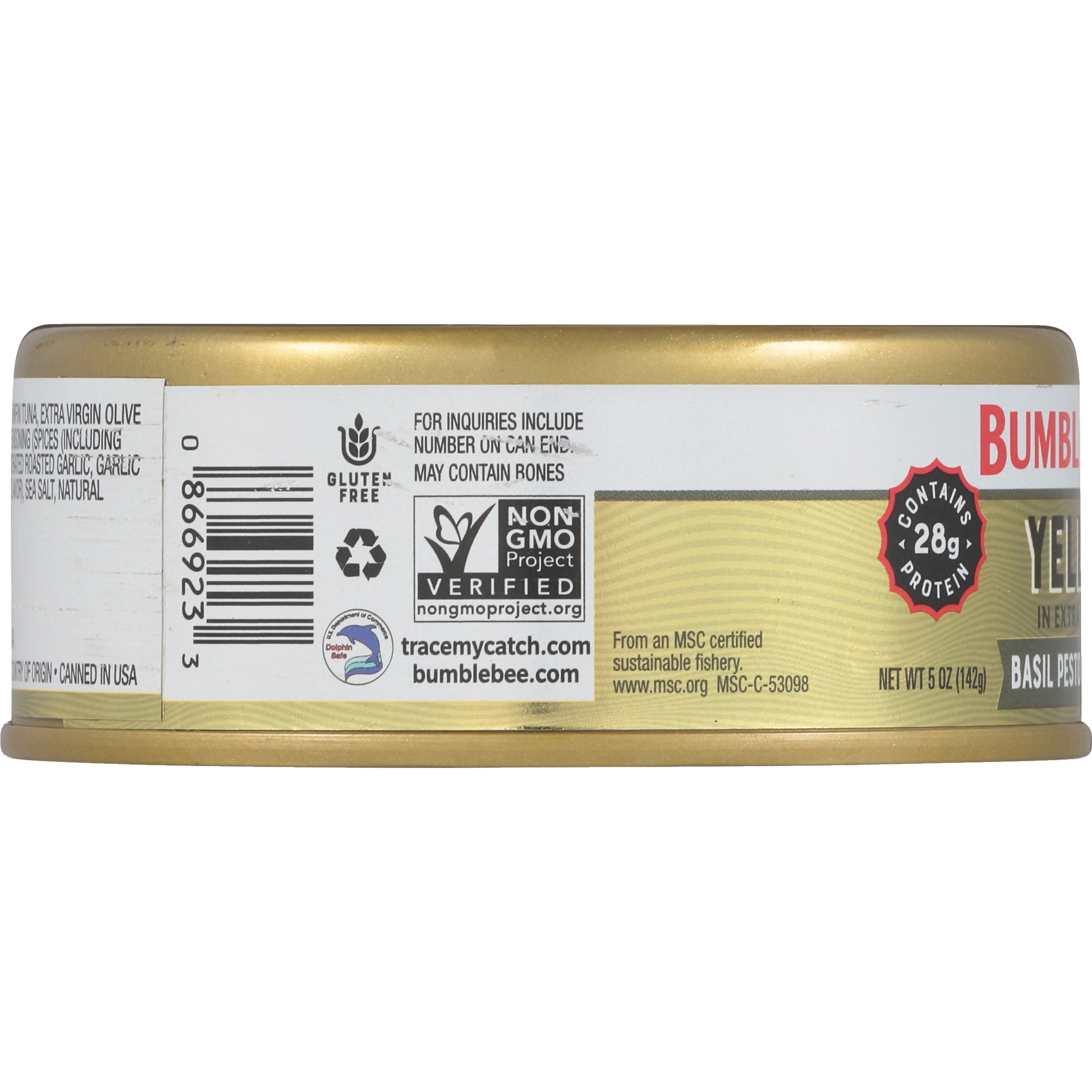 (2 pack) Bumble Bee Prime Basil Pesto and Roasted Garlic Flavored Yellowfin Tuna in Extra Virgin Olive Oil, Wild Caught, Gluten Free, Shelf Stable Can, 5oz