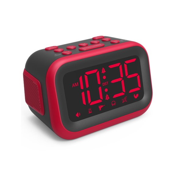 Reloj despertador Acedeck Loud para personas que duermen mucho, 115 dB, rojo