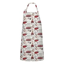 White Christmas Truck and Tree Apron-Garden Aprons for Women with Pockets-Cotton Linen Waterproof Kitchen Cooking Gardening Aprons Adjustable for Kitchen,Cooking,BBQ and Salon 32"x27"