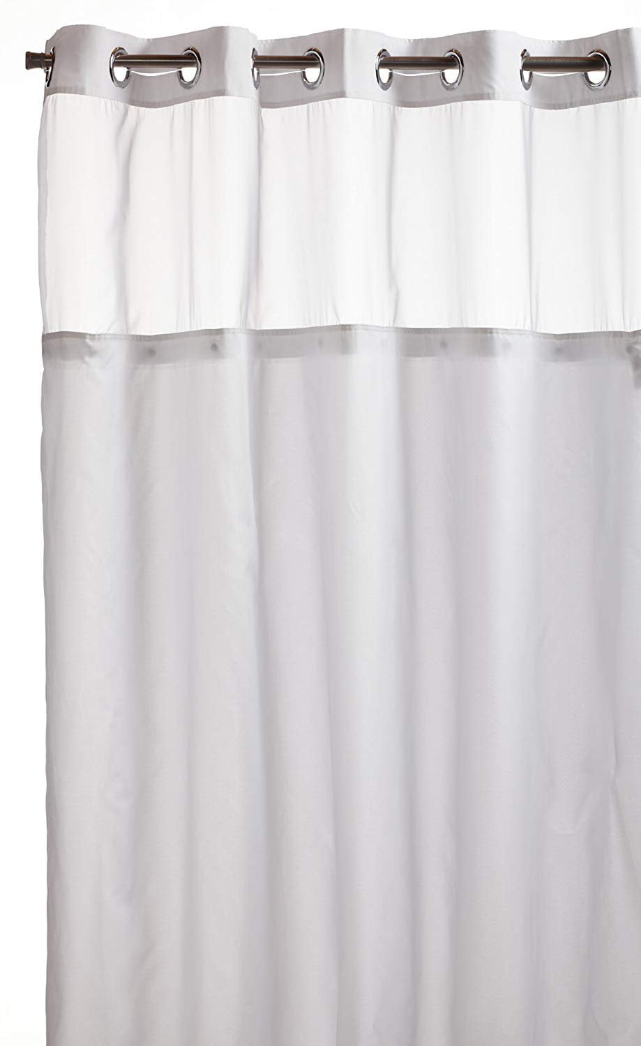Hookless RBH40MY231 Mystery Snap-In Peva Liner Fabric Shower Curtain White 