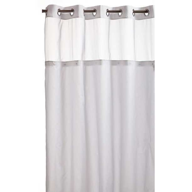 Hookless RBH40MY231 Mystery SnapIn Peva Liner Fabric Shower Curtain White