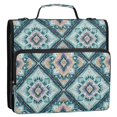 thumbnail image 2 of Water-Resistant 3-Ring Binder Organizer with Multiple Pockets Zipper Binder Bag for Office Pastel Blue Shape Pattern, 2 of 8