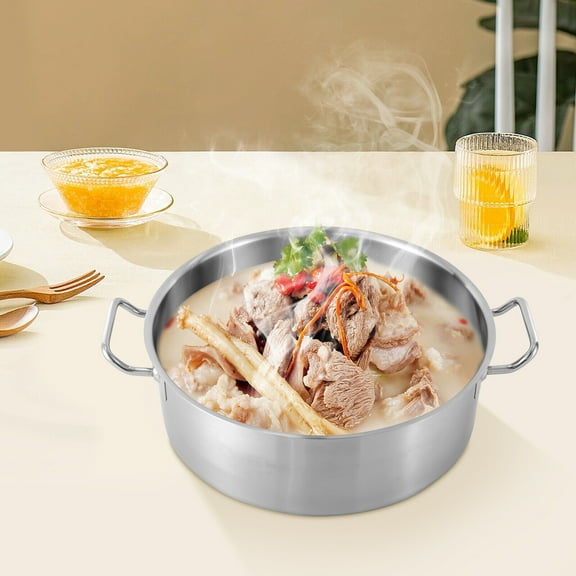 11 Qt Stock Pot Stainless Steel Large Kitchen Soup Cookware with Glass Lid