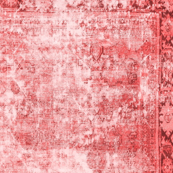 Ahgly Company Machine Washable Indoor Square Abstract Red Modern Area Rugs, 4' Square