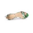 thumbnail image 4 of BLISSFUL STEP Women's Shoes Flower Print Open Toe Block High Heels Summer Sandals Green 6.5, 4 of 7