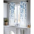 thumbnail image 5 of Blue Eucalyptus Leaves Sheer Curtains 54 Inch Length 2 Panels Set for Living Room/Bedroom, Watercolor Botanical Weeping Leaf Kitchen Curtains Grommet Semi-Sheer Curtains Window Treatments 42"x54"x2, 5 of 7