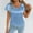 Blue, variant on Duojiaj Women's Short Sleeve Satin Blouses Casual Loose Crewneck Silk Shirts Roll Up Sleeve Tunic Tops