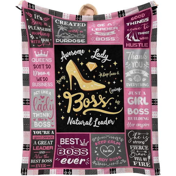 Plush Fleece Blanket for Boss Lady - Ultimate Day Gift for Women, Supervisor & Manager Appreciation Present, Soft Throw for National Boss Day or Birthday