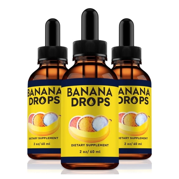 (3 Pack) Banana Drops, BananaDrops Dietary Supplement, Maximum Strength Daily Liquid Formula, All Natural Extract to Support Healthy Lifestyle, Official Reviews (90 Servings)