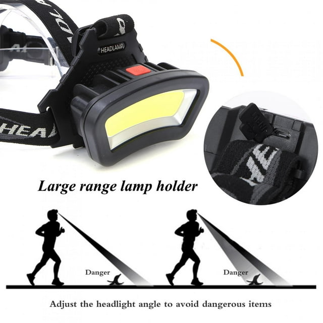 Zerodis Pêche Lampe Frontale, Lampe Frontale de Camping, C0B Inondation Lampe de Travail LED Rechargeable Multifonction Camping Extérieur Pêche Lampe Frontale Lampe Frontale de Poche