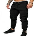 thumbnail image 3 of PENGXIANG Men‘s Cargo Pants Slim Fit Sweatpants Jogger Drawstring Elastic Outdoor Trousers with Pockets, 3 of 6
