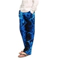 thumbnail image 1 of Pantalones de pijama largos de poliéster para hombre, informales, con estampado a cuadros, holgados y deportivos., 1 of 4