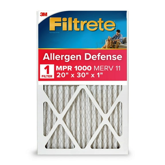 Filtrete 20x30x1 Air Filter, MPR 1000 MERV 11, Allergen Defense, 1 Filter