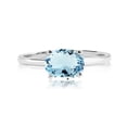 thumbnail image 1 of JeenMata Anillo de Compromiso Solitario con Aguamarina de Corte Ovalado de 1,25 Quilates (Piedra Natal de Marzo) en Oro Blanco de 18 K sobre Plata, 1 of 6