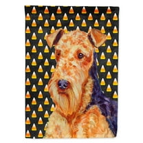 Carolines Treasures LH9077-FLAG-PARENT Airedale Candy Corn Halloween Portrait Flag  multicolor