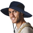 thumbnail image 2 of SUN CUBE Wide Brim Sun Hat Men Women, Mens Fishing Hats Sun UV Protection, Womens Hiking Bucket Hat, Outdoor Summer Safari Beach Boonie, Camping Unisex UPF 50+ Navy, 2 of 7