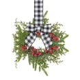 thumbnail image 2 of 2 Pcs Black and White Checkered Mini Christmas Wreaths for Kitchen Cabinet Window Wall Norfolk Pine Holiday Farmhouse Decor 10.6 Inch, 2 of 4