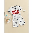 thumbnail image 5 of Aojekbee Baby Boys Shorts Set, Short Sleeve Embroidery Letters T-shirt with Stars Print Shorts Summer Outfit for 4th of July, 5 of 10