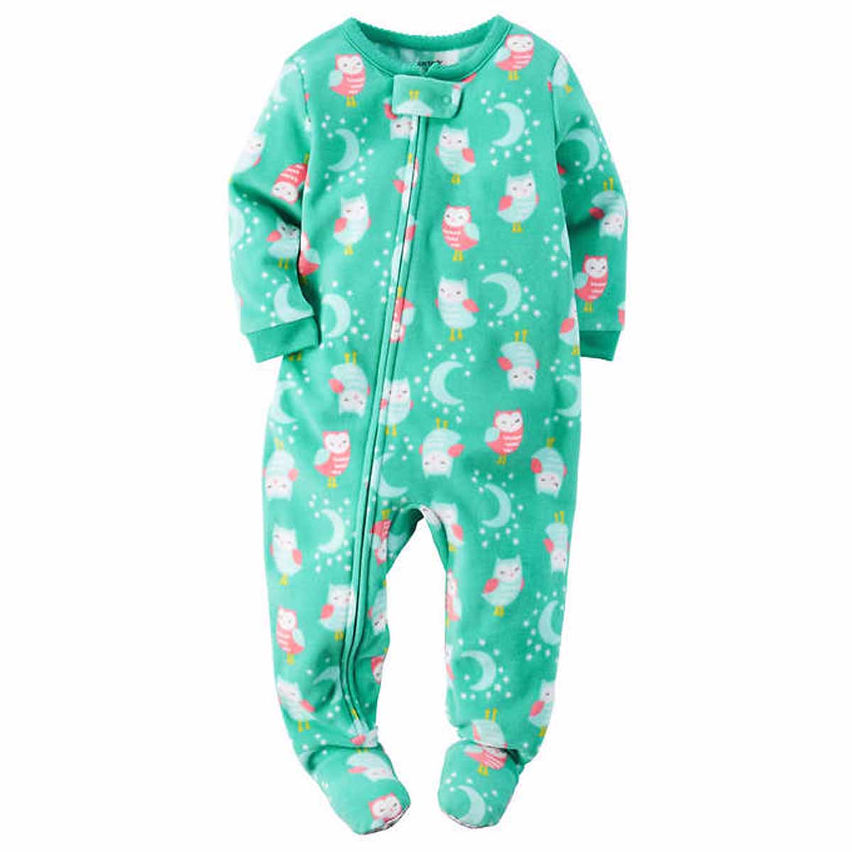 AARON Carters Girls 1 Piece Footed Sleeper Zip Up Fleece Pajama