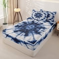 thumbnail image 2 of Erosebridal Classic Spiral Navy Tie Dye Zipper Queen Comforter Set with Fitted Sheet and 2 Pillowcases,Blue White Retro Hippie Zipper Bedding Set For Adults,Navy Blue Reversible,4pcs, 2 of 7
