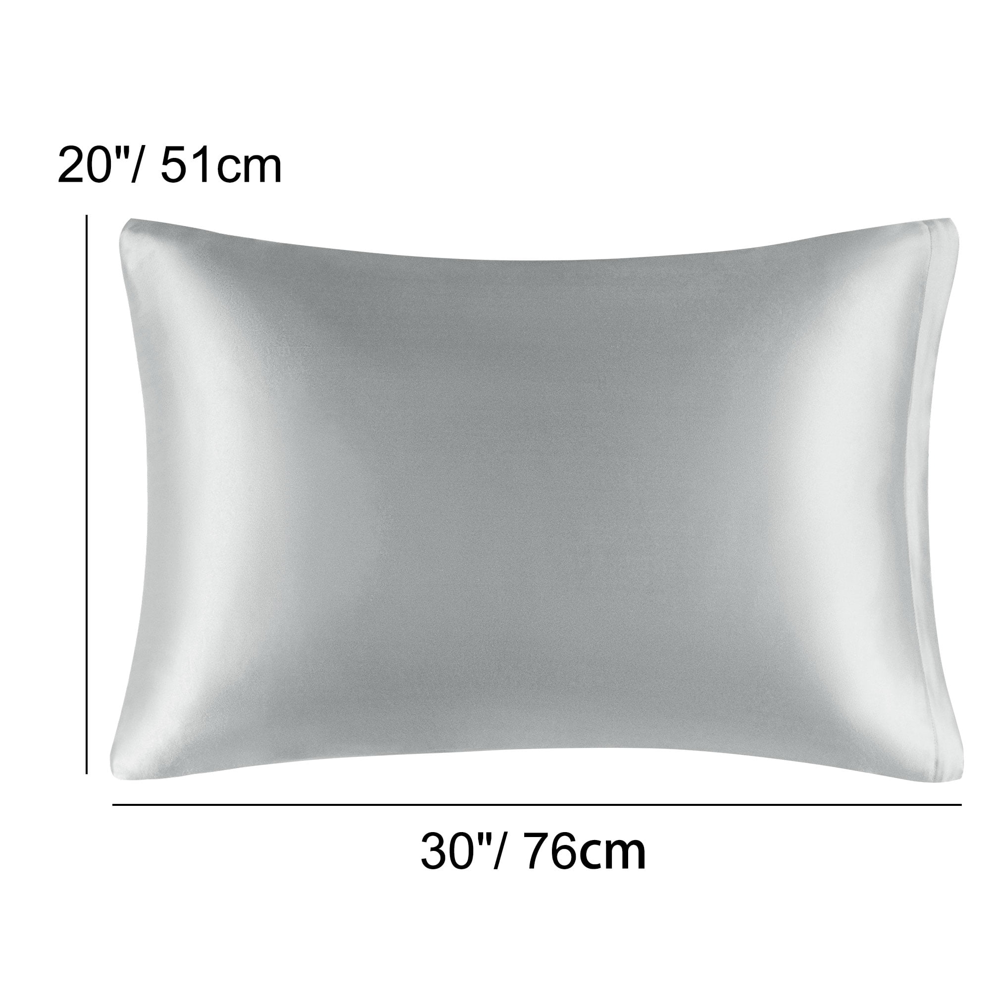 Unique Bargains Satin Set of 2 Zipper Closure Pillowcases Silver Grey 20"x30"