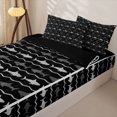 thumbnail image 2 of Manfei Cute Marine Shark Zipper Twin Comforter Sets with Fitted Sheet and 2 Pillowcases, Nautical Wave Line Zipper Bedding Set, Black Gray, Black Reversible, 4pcs, 2 of 7