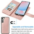 thumbnail image 4 of For Samsung Galaxy S24 FE Wallet Case with Credit Card Holder, Wrist Strap for Women Men, Tekcoo Detachable Magnetic Phone Case for Galaxy S24 FE Leather Wallet Flip Folio Kickstand Cover, Rose Gold, 4 of 8