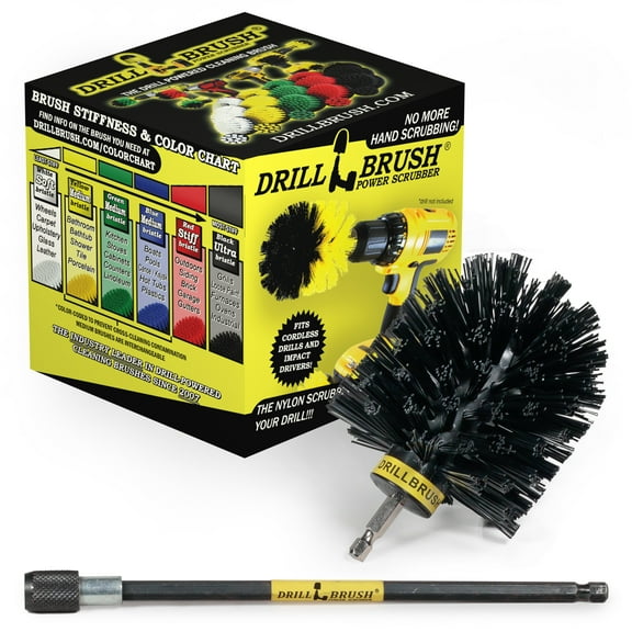 Drillbrush Ultra Stiff Original Drill Brush Scrubber with 7in Extension for Tough Surfaces