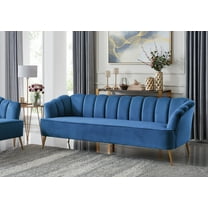 Chic Home Aisha Velvet Upholstered Vertical Channel Tufted Sofa, Navy