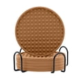 thumbnail image 1 of Oleegame 1PC Silicone For Drinks Dual Round Cup Mat With Holder Stand Jar Pads With Deep Grooved Brown, 1 of 6