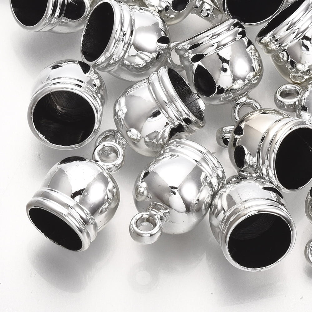 Plastic Cord Ends End Caps Platinum 17.5x12.5mm Hole: 2mm Inner Diameter: 10mm