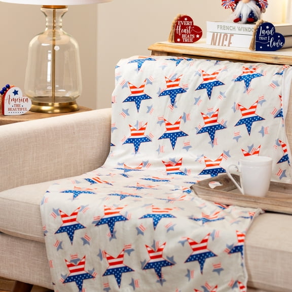 Northlight Stars with Stripes Patriotic Cotton Throw Blanket - 50" x 60"