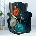 thumbnail image 4 of Christmas Soft Flannel Fleece Throw Blanket, Vivid Classical Baubles with Ribbons and Different Patterns Abstract, Cozy Plush for Indoor and Outdoor Use, 60" x 80", Petrol Blue Grey Red, by Ambesonne, 4 of 5