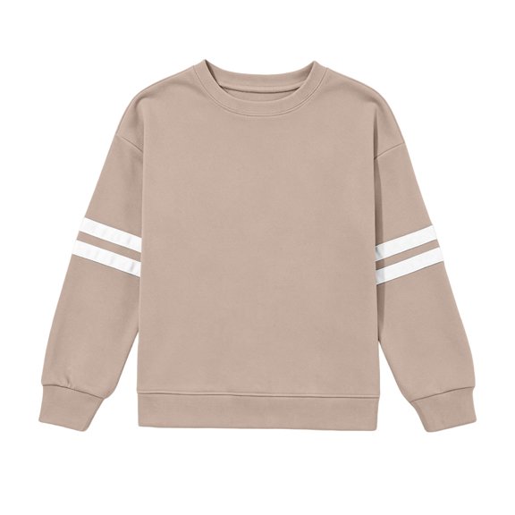 UACY Boys Girls Striped Crewneck Sweatshirt, Lightweight Breathable Long Sleeve Pullover Tops, Casual Long Sleeve Sweatshirt for Spring Fall (Khaki, 13-14 Years)