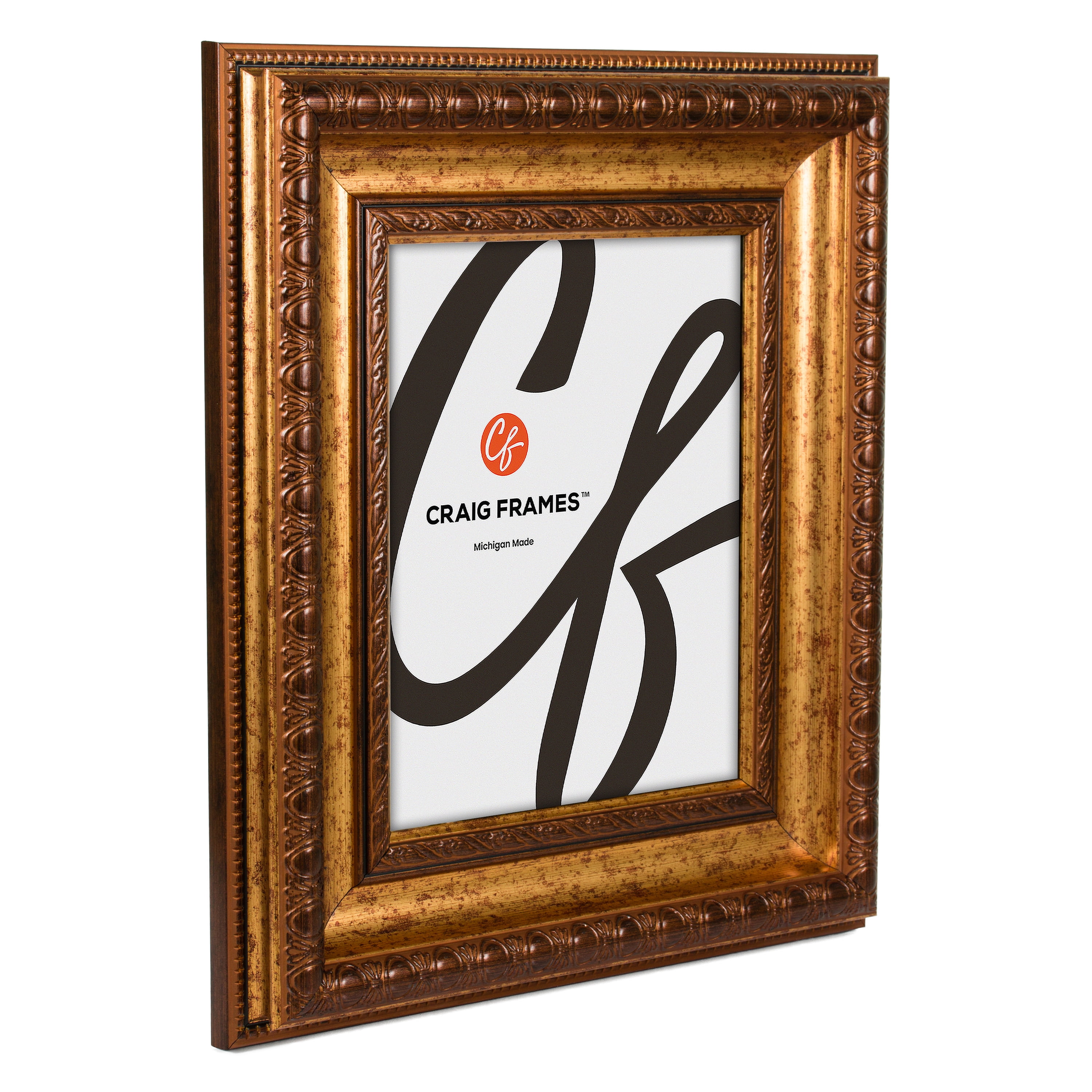 Craig Frames Arqadia Gothic, 18x24 inch Aged Gold Picture Frame Matted for a 12x18 Photo