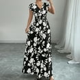 thumbnail image 2 of MORTTIC Women's Floral Print V-Neck Maxi Dress with Elastic Waist Bohemian Summer Casual Long Dress Black，XL, 2 of 9