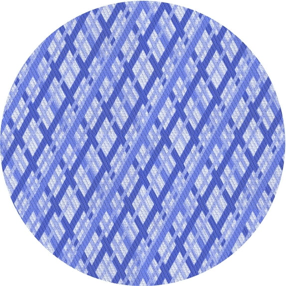 Ahgly Company Indoor Round Patterned Blue Ribbon Blue Area Rugs, 5' Round