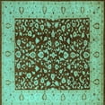 thumbnail image 1 of Ahgly Company Machine Washable Indoor Square Oriental Turquoise Blue Industrial Area Rugs, 4' Square, 1 of 4